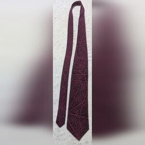 Pertini 100% Silk Necktie Burgundy Abstract Pattern Handmade in Italy